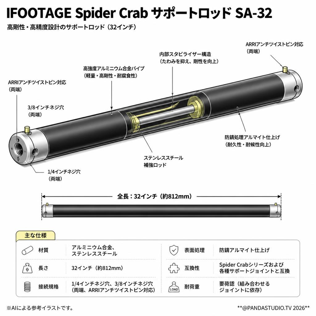 IFOOTAGE Spider Crab サポートロッド SA-32 スペック