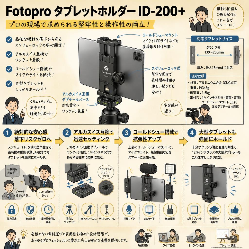 Fotopro タブレットホルダー ID-200+ 概要