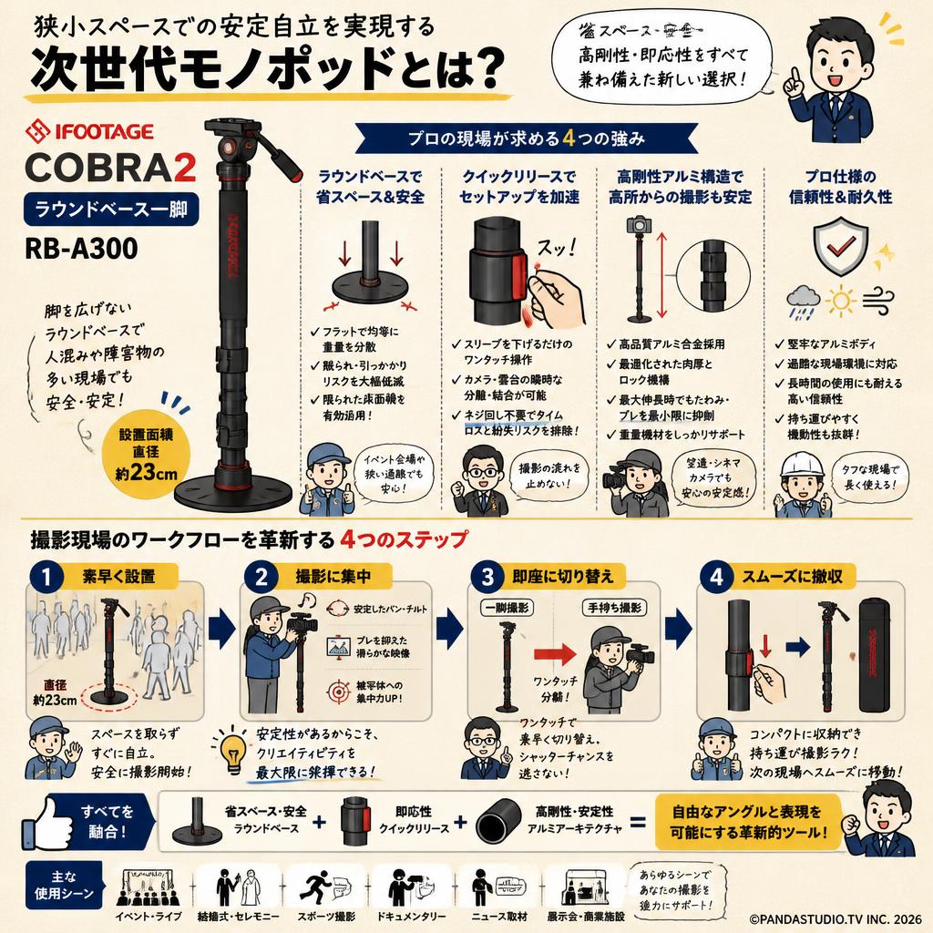 IFOOTAGE COBRA2 ラウンドベース一脚 RB-A300 概要