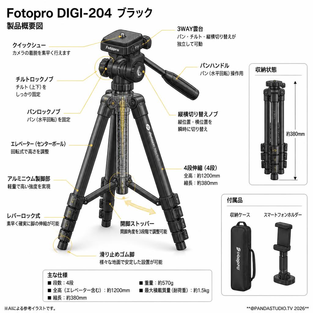 Fotopro DIGI-204  ブラック スペック