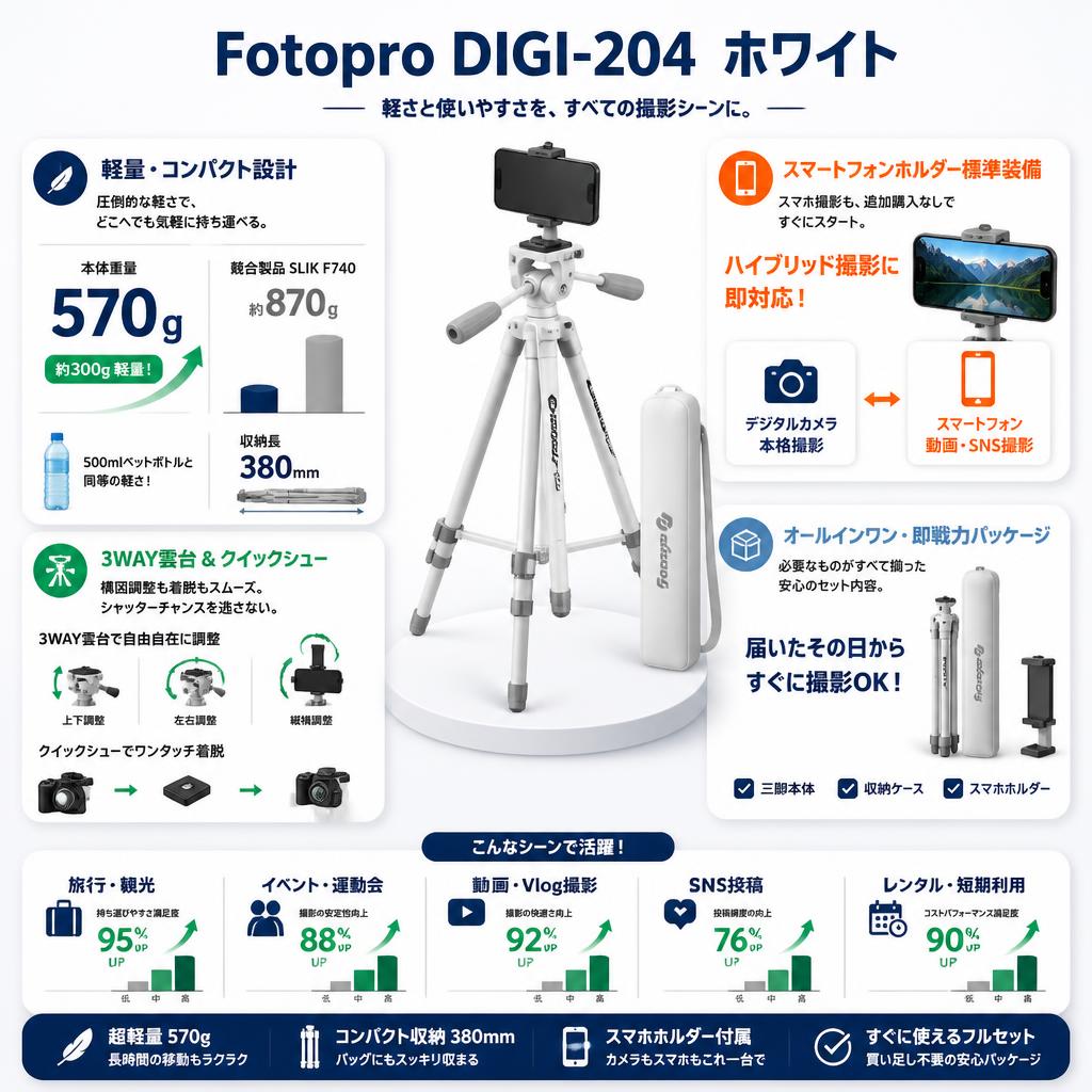 Fotopro DIGI-204  ホワイト セールスポイント