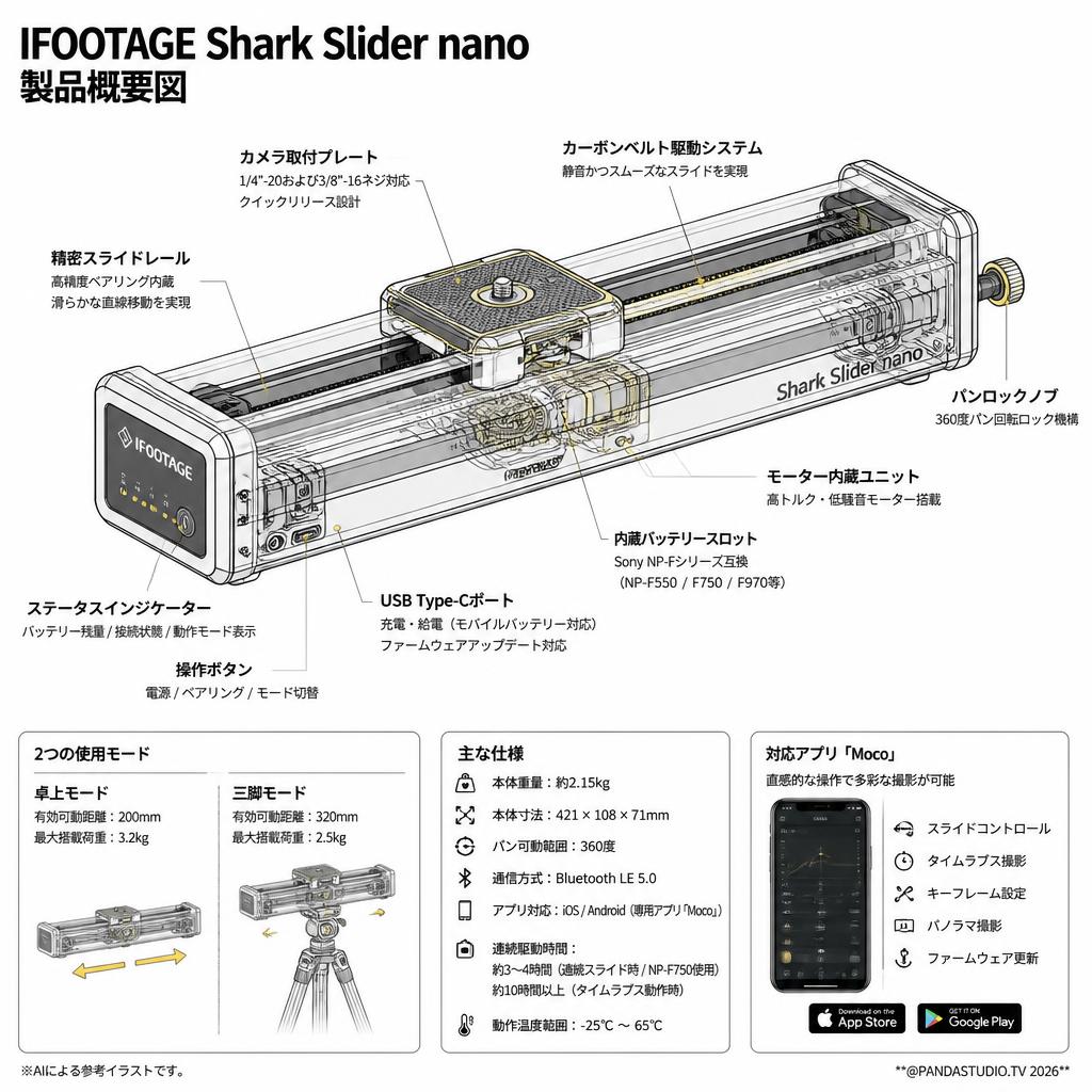 IFOOTAGE Shark Slider nano スペック