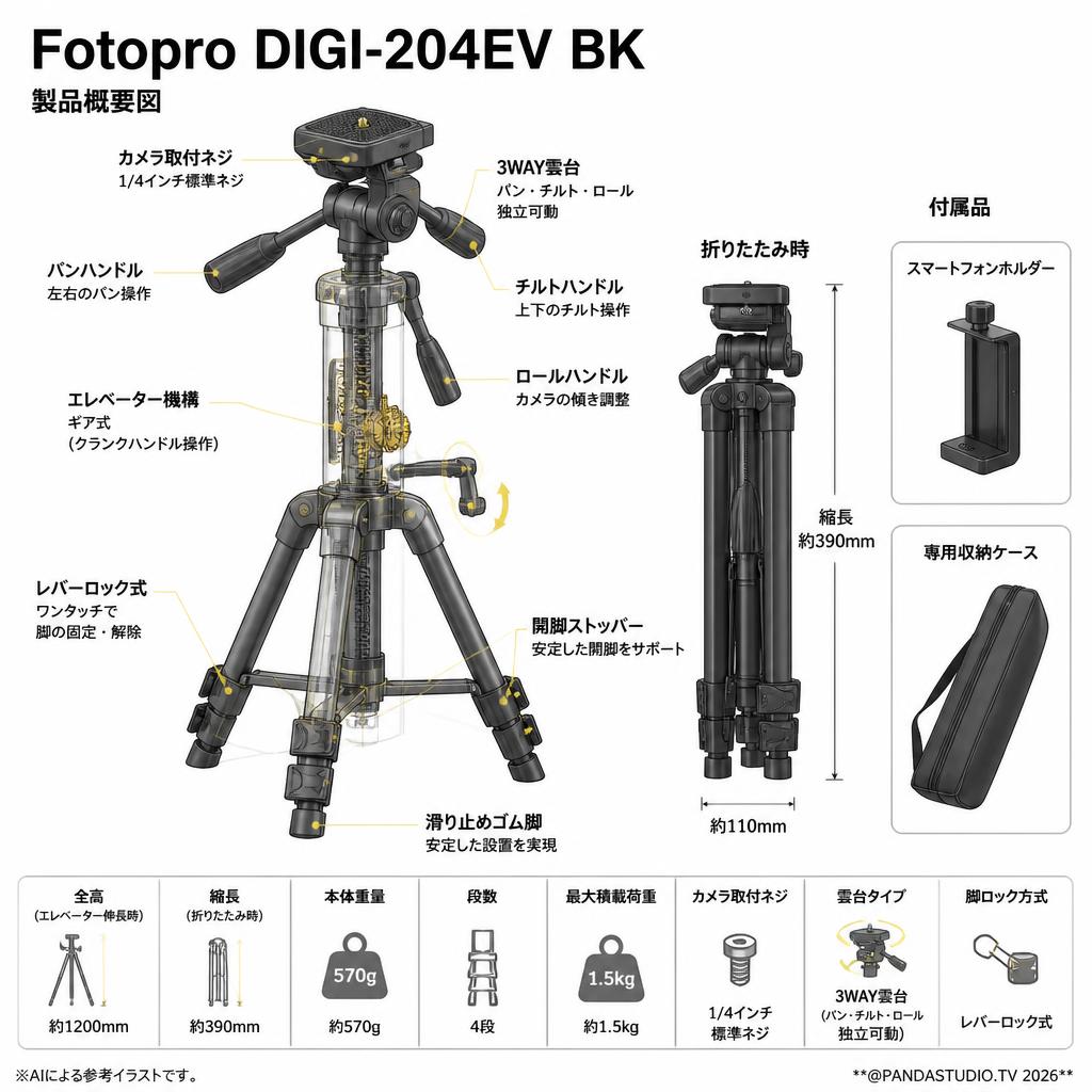 Fotopro DIGI-204EV BK スペック