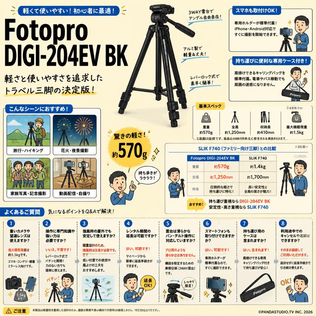 Fotopro DIGI-204EV BK FAQ（よくある質問と答え）