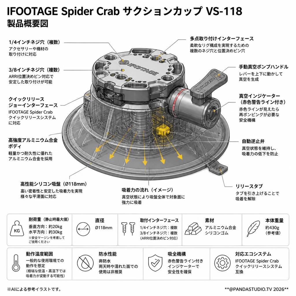 IFOOTAGE Spider Crab サクションカップ VS-118 スペック