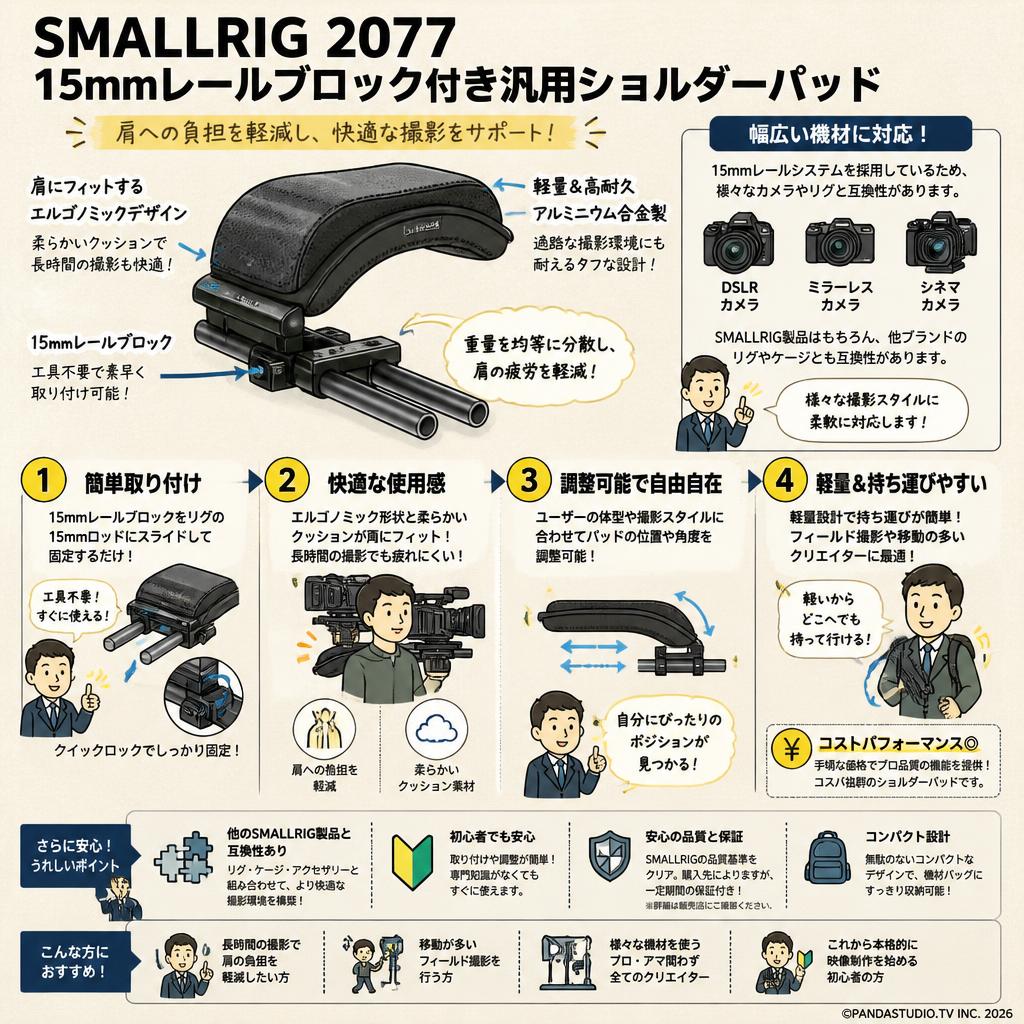 SMALLRIG 2077 15mmレールブロック付き汎用ショルダーパッド FAQ（よくある質問と答え）