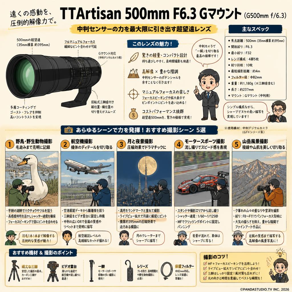 TTArtisan 500mm F6.3 Gマウント （G500mm f/6.3） 用途