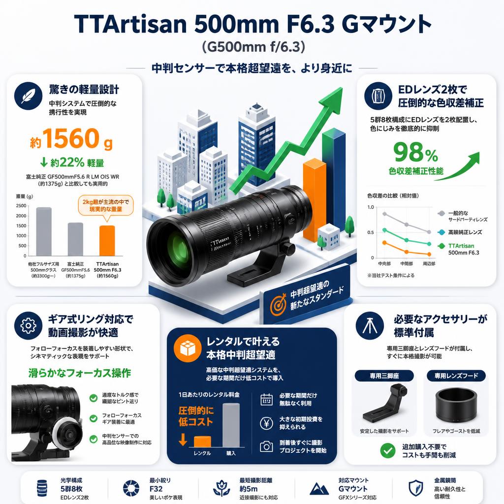 TTArtisan 500mm F6.3 Gマウント （G500mm f/6.3） セールスポイント