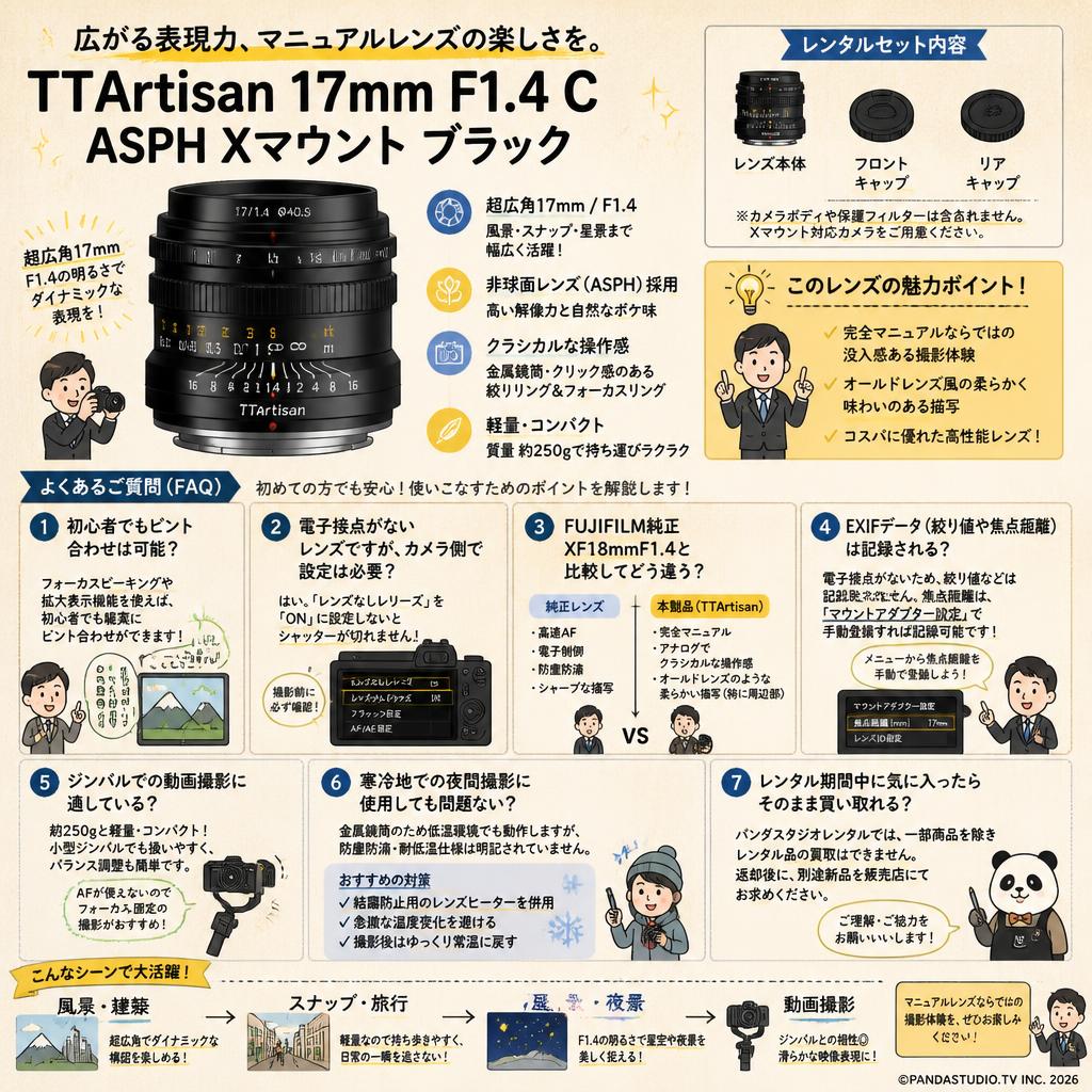 TTArtisan 17mm F1.4 C ASPH Xマウント ブラック FAQ（よくある質問と答え）