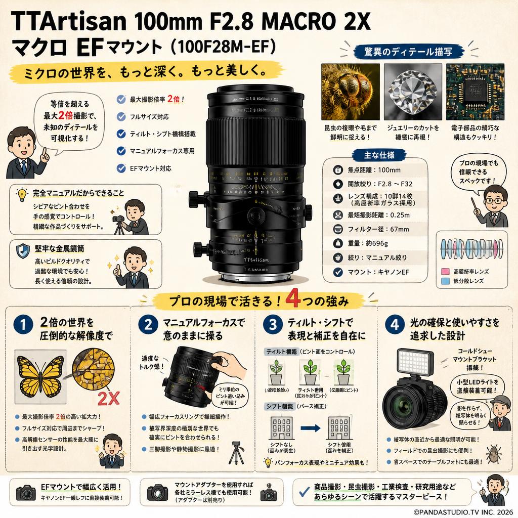 TTArtisan 100mm F2.8 MACRO 2X マクロ EFマウント ( 100F28M-EF ) 概要
