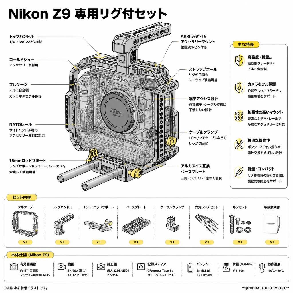 Nikon Z9 専用リグ付セット スペック