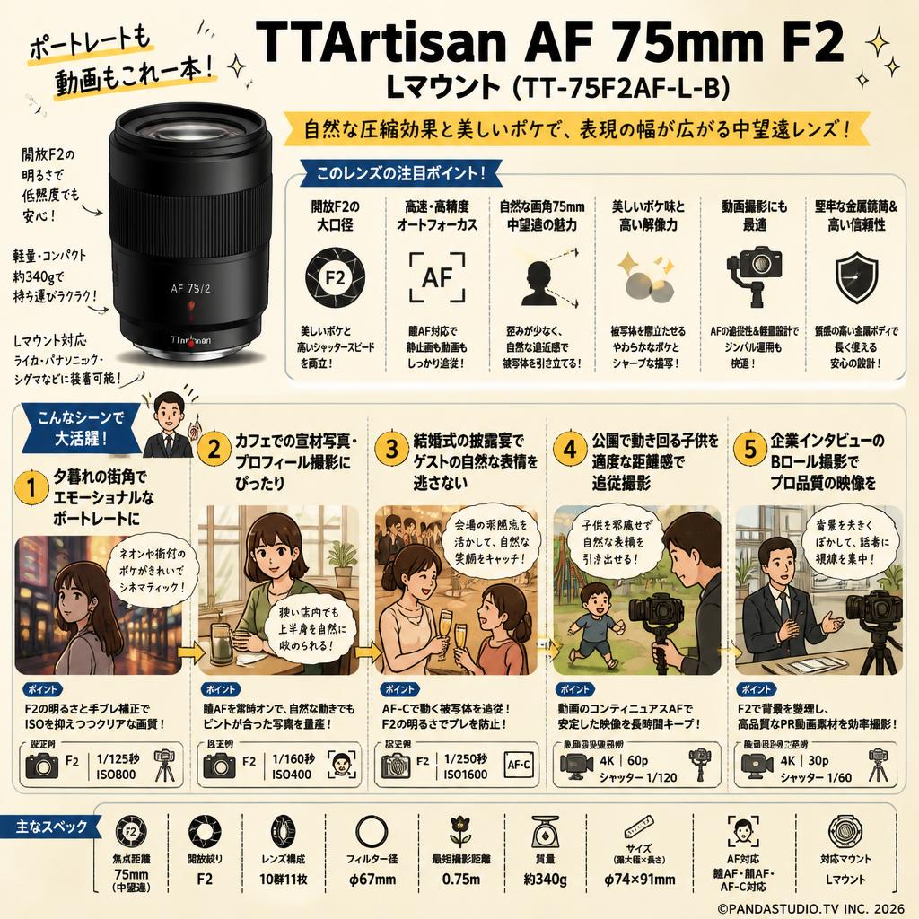 TTArtisan AF 75mm F2 Lマウント(TT-75F2AF-L-B) 用途