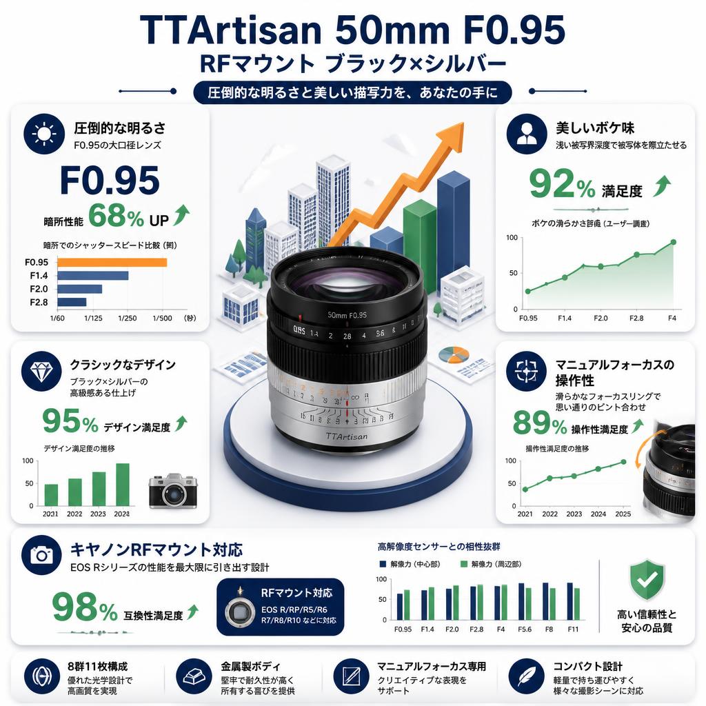 TTArtisan 50mm F0.95 C RFマウント ブラック×シルバー セールスポイント