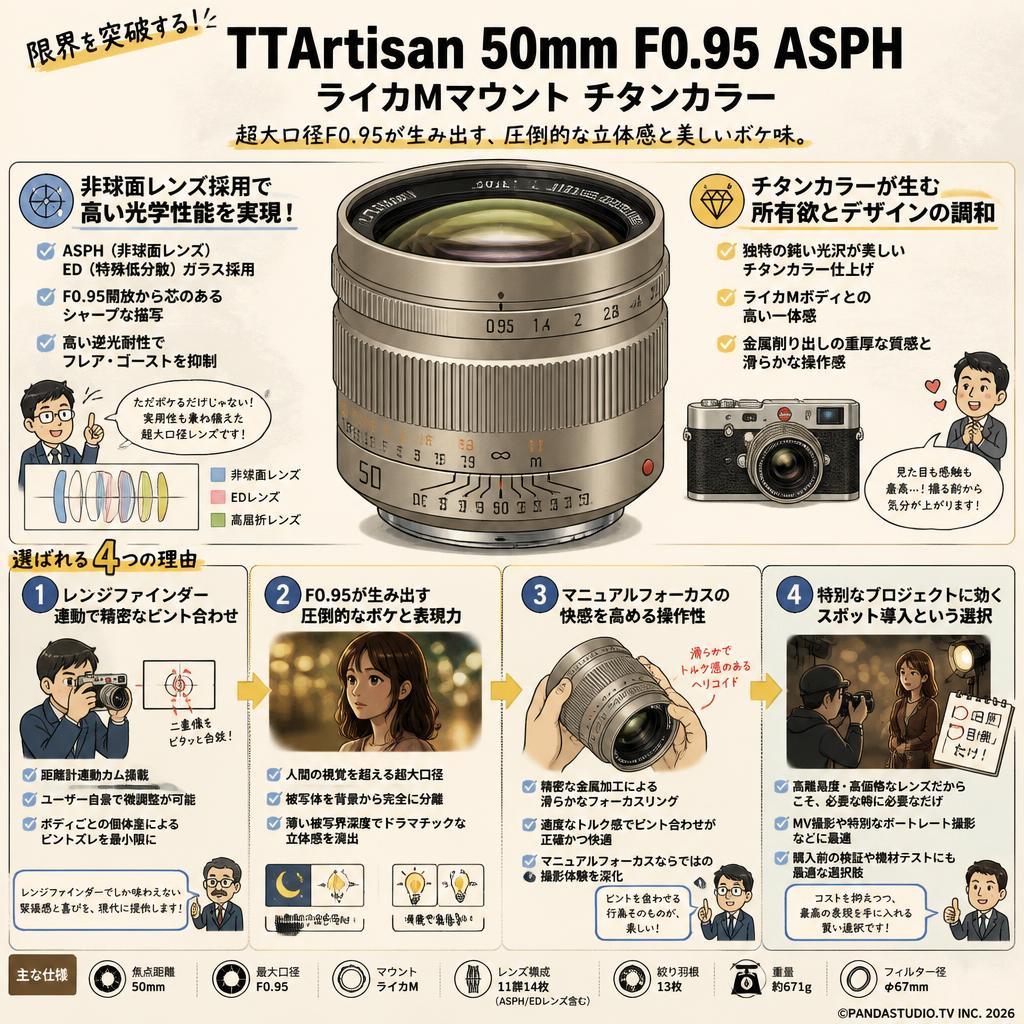 TTArtisan 50mm F0.95 ASPH ライカMマウント チタンカラー 概要