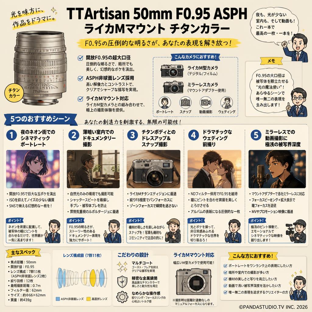 TTArtisan 50mm F0.95 ASPH ライカMマウント チタンカラー 用途