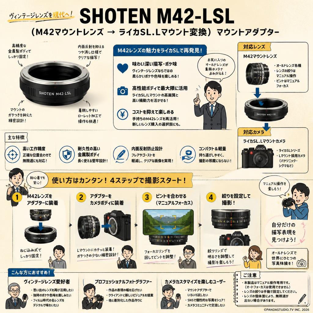 SHOTEN M42-LSL（M42マウントレンズ → ライカSL.Lマウント変換）マウントアダプター おもな対象のお客様