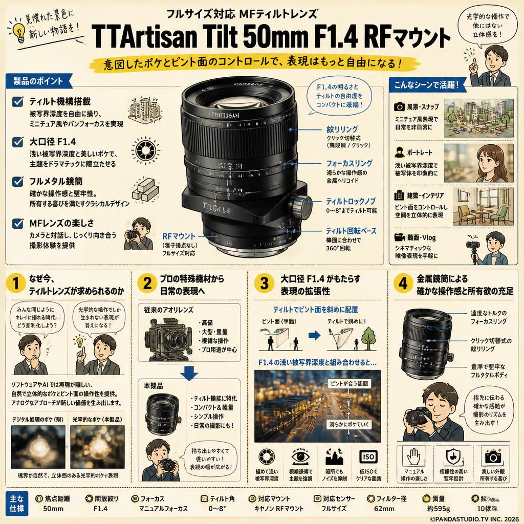 TTArtisan Tilt 50mm F1.4 RFマウント 概要