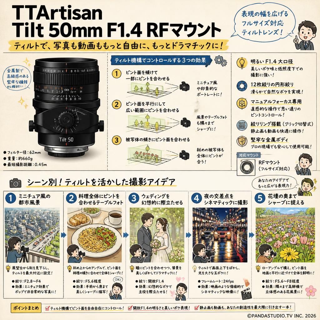 TTArtisan Tilt 50mm F1.4 RFマウント 用途
