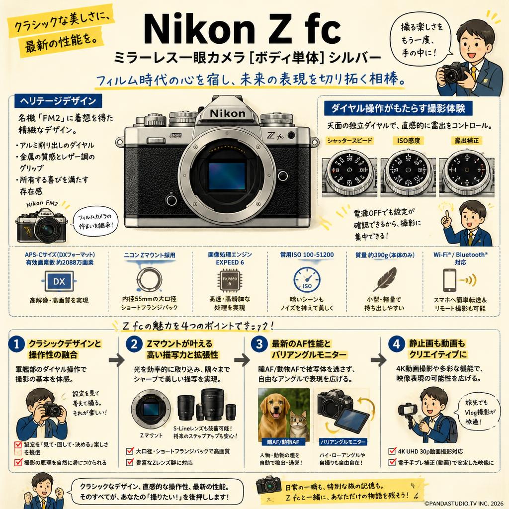 Nikon Z fc ミラーレス一眼カメラ [ボディ単体]   シルバー 概要