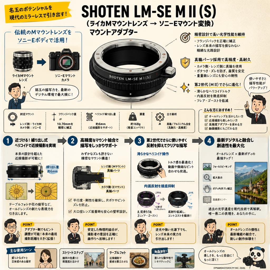 SHOTEN LM-SE M II (S)（ライカMマウントレンズ → ソニーEマウント変換） マウントアダプター 概要