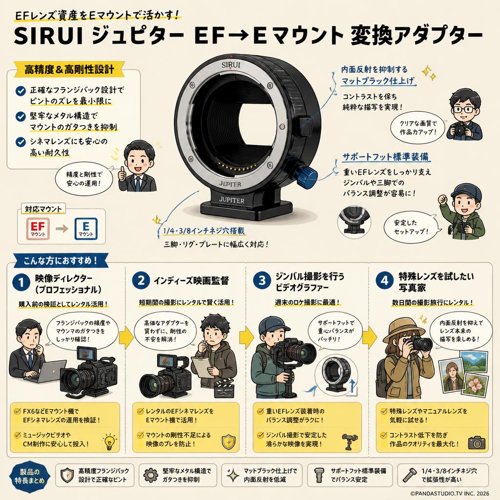 SIRUI ジュピター EF→Eマウント 変換アダプター おもな対象のお客様
