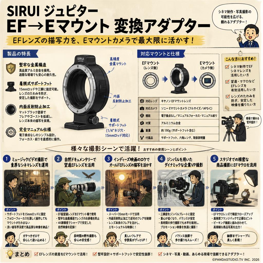 SIRUI ジュピター EF→Eマウント 変換アダプター 用途