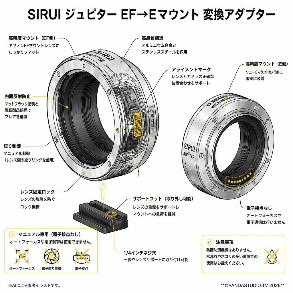SIRUI ジュピター EF→Eマウント 変換アダプター スペック