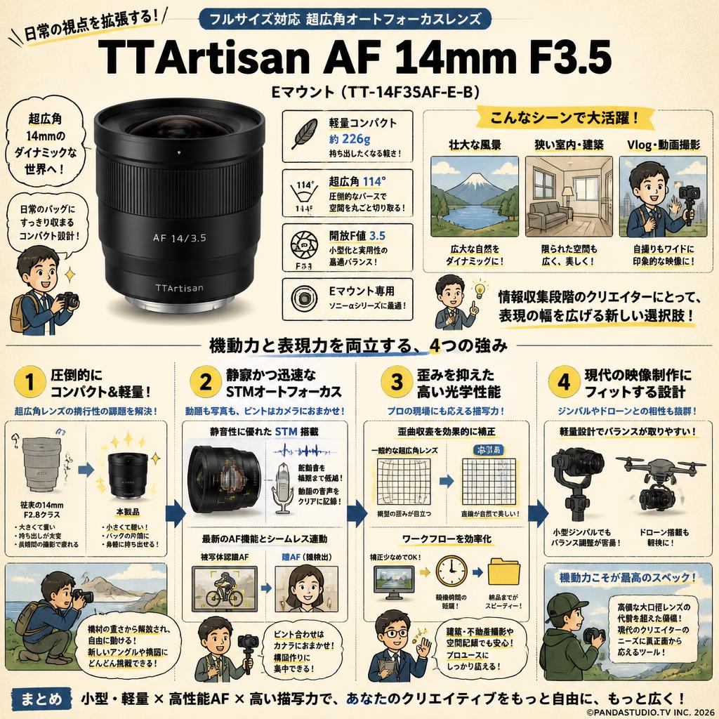 TTArtisan AF 14mm F3.5 Eマウント（TT-14F35AF-E-B） 概要
