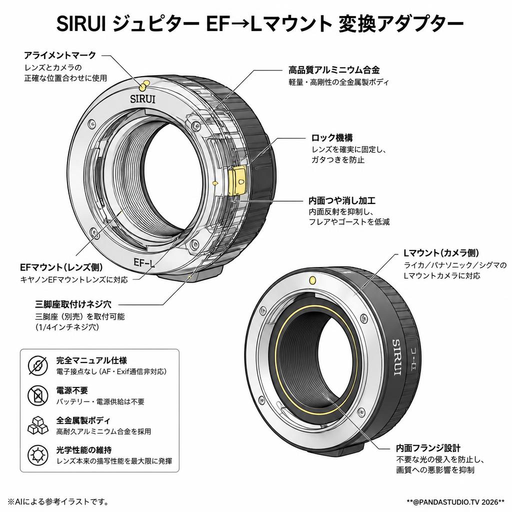 SIRUI ジュピター EF→Lマウント 変換アダプター スペック
