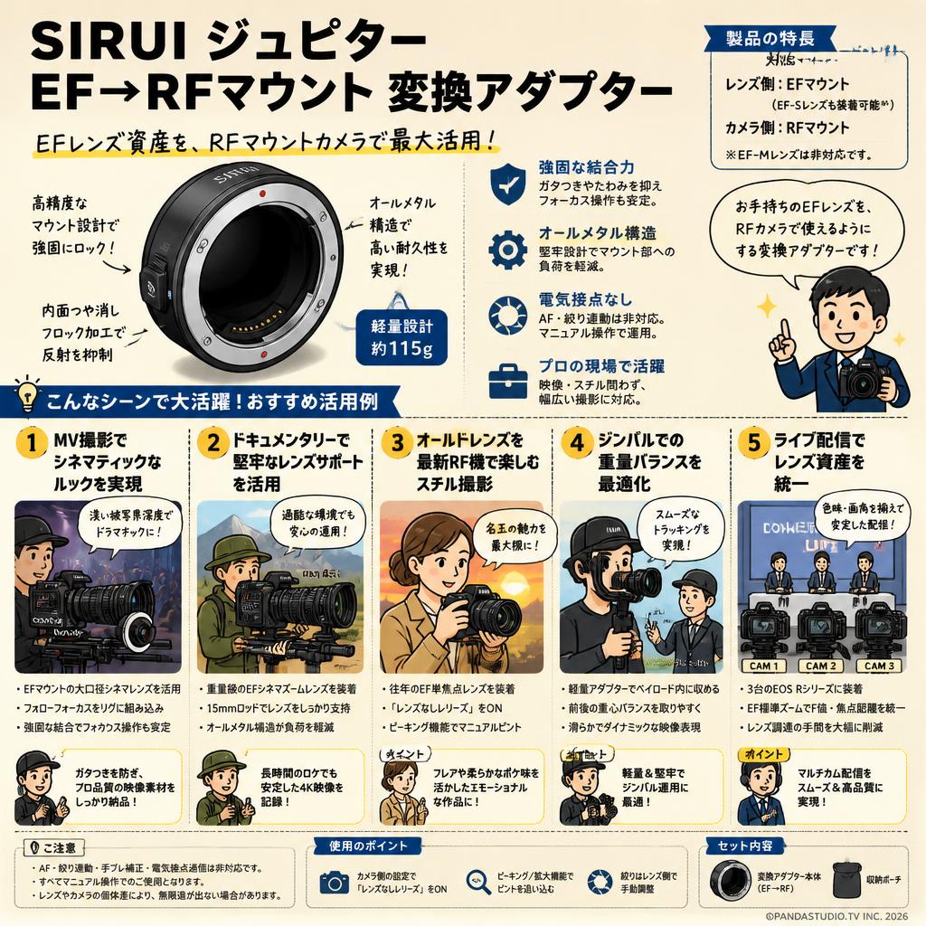 SIRUI ジュピター EF→RFマウント 変換アダプター 用途