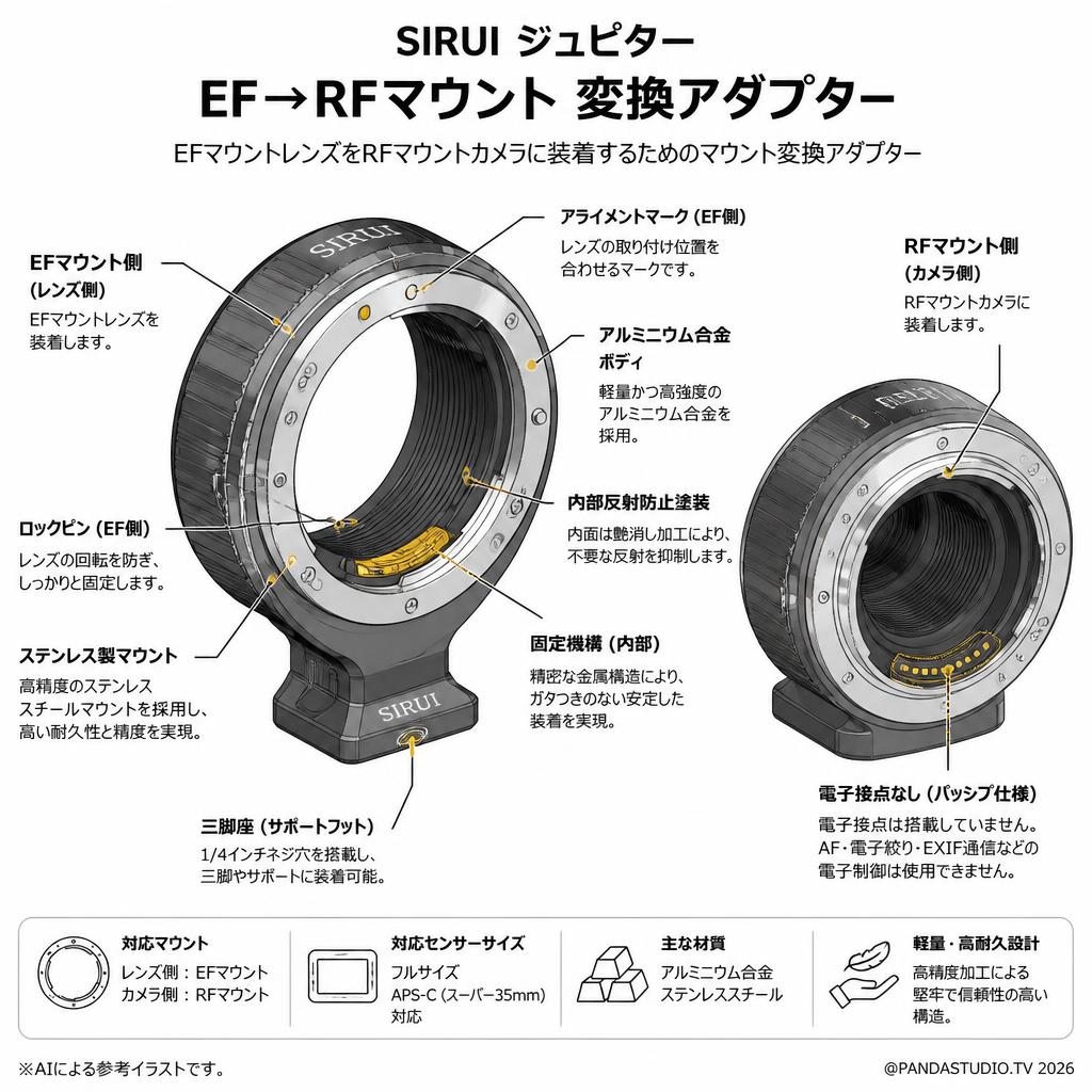 SIRUI ジュピター EF→RFマウント 変換アダプター スペック