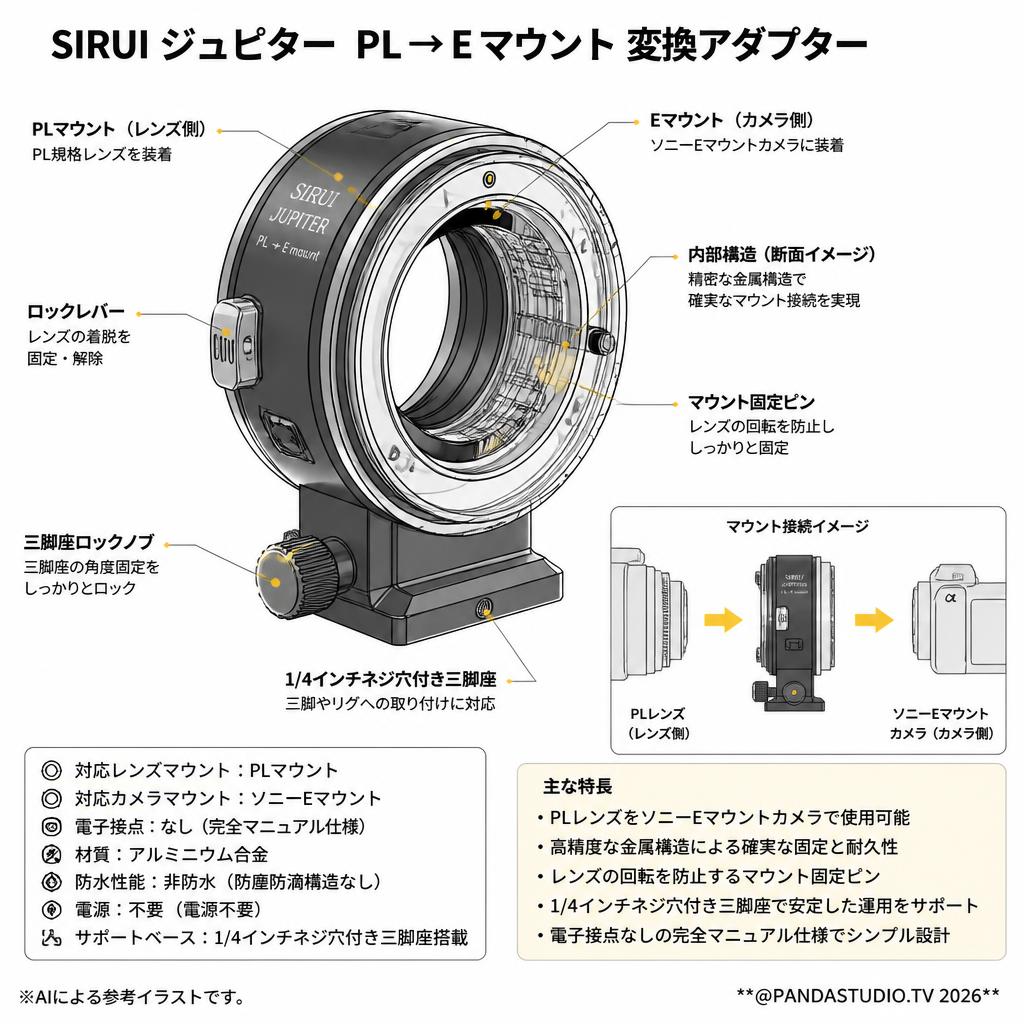 SIRUI ジュピター PL→Eマウント 変換アダプター スペック