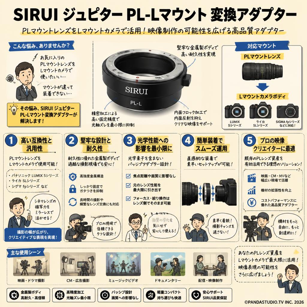 SIRUI ジュピター PL-Lマウント 変換アダプター 概要