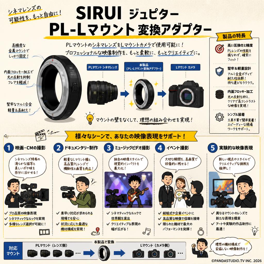 SIRUI ジュピター PL-Lマウント 変換アダプター 用途