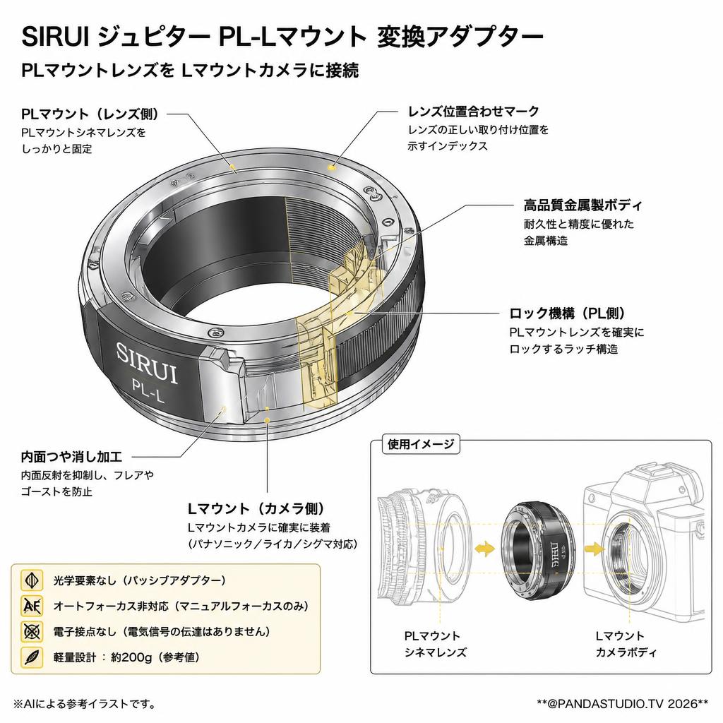 SIRUI ジュピター PL-Lマウント 変換アダプター スペック