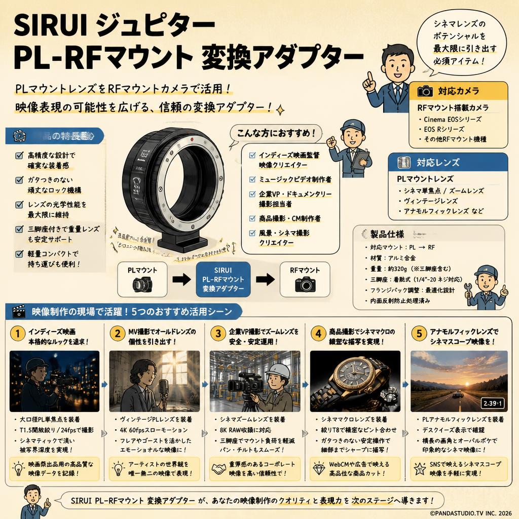SIRUI ジュピター PL-RFマウント 変換アダプター 用途