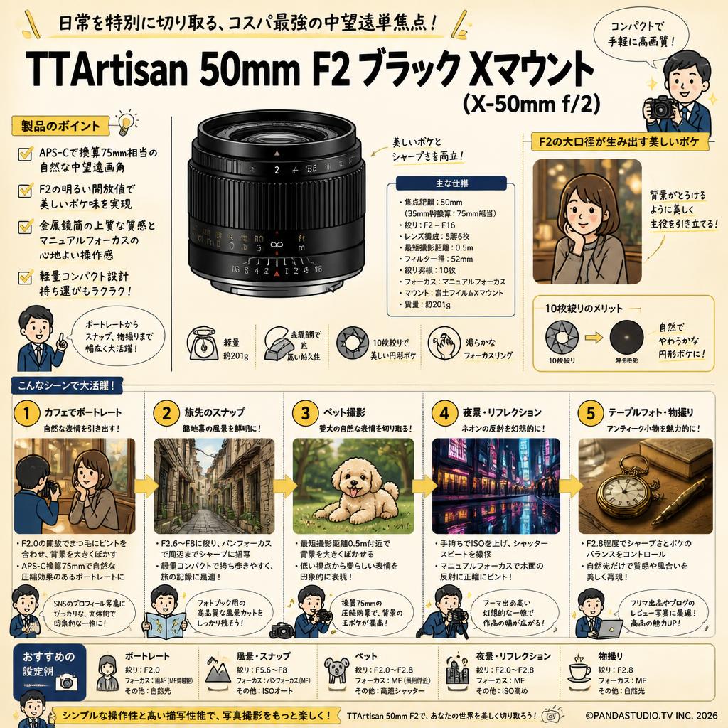 TTArtisan 50mm F2 ブラックXマウント（X-50mm f/2 ） 用途