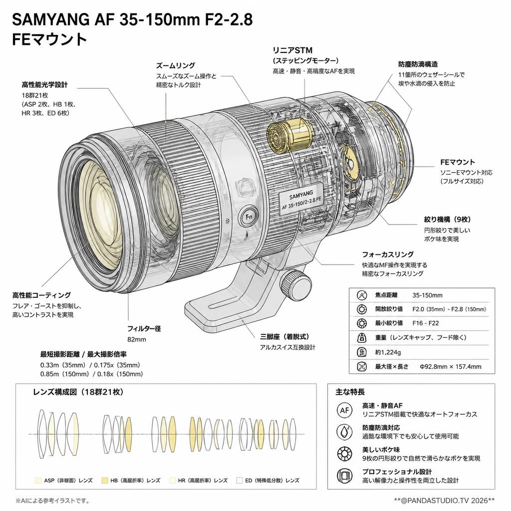 SAMYANG AF 35-150mm F2-2.8  FEマウント スペック