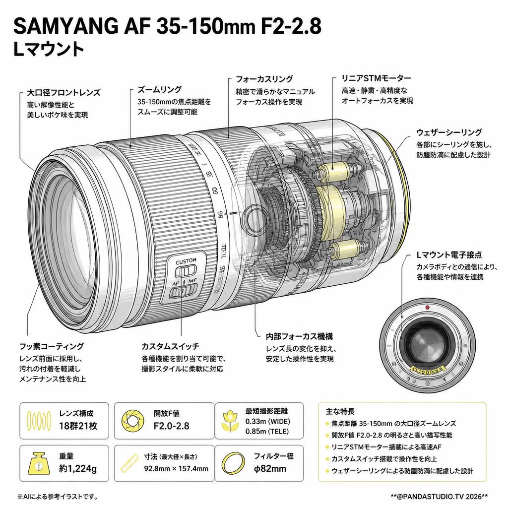 SAMYANG AF 35-150mm F2-2.8  Lマウント スペック