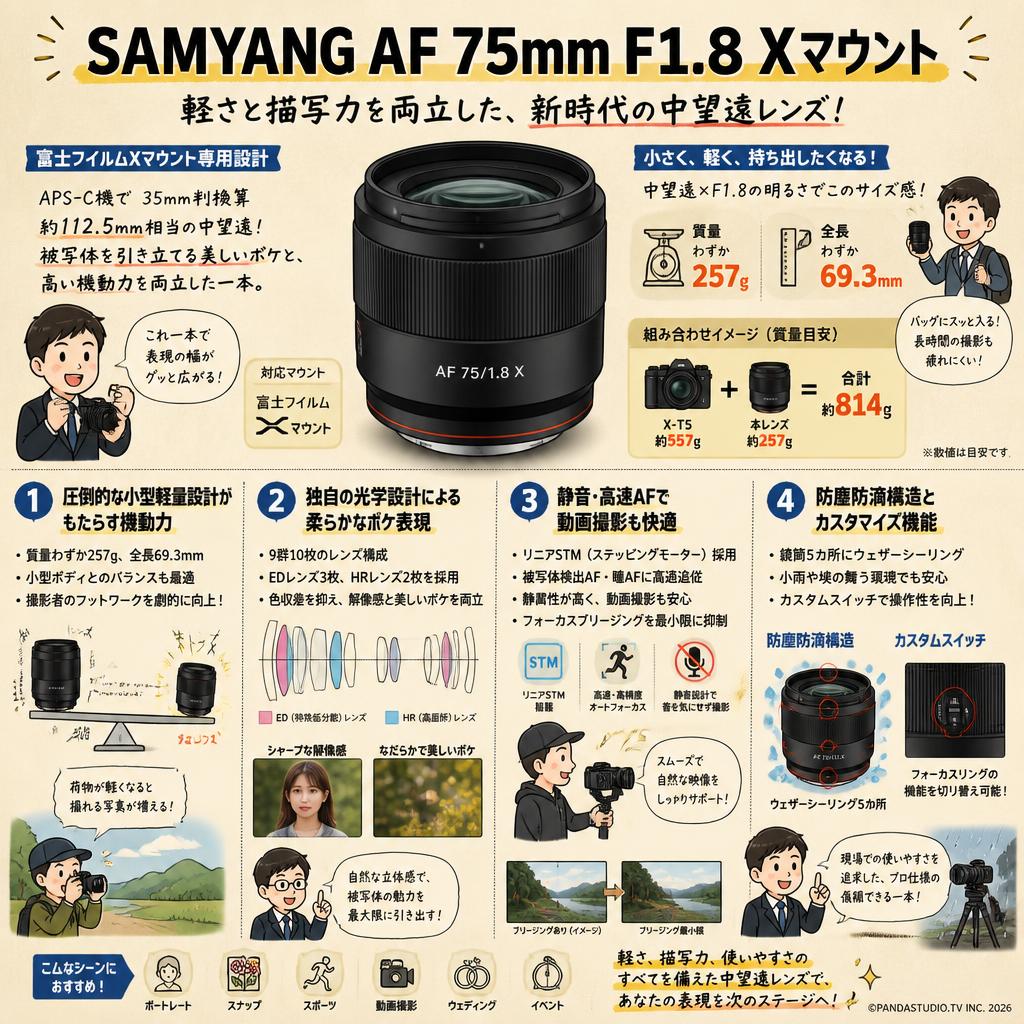 SAMYANG AF 75mm F1.8  Xマウント 概要