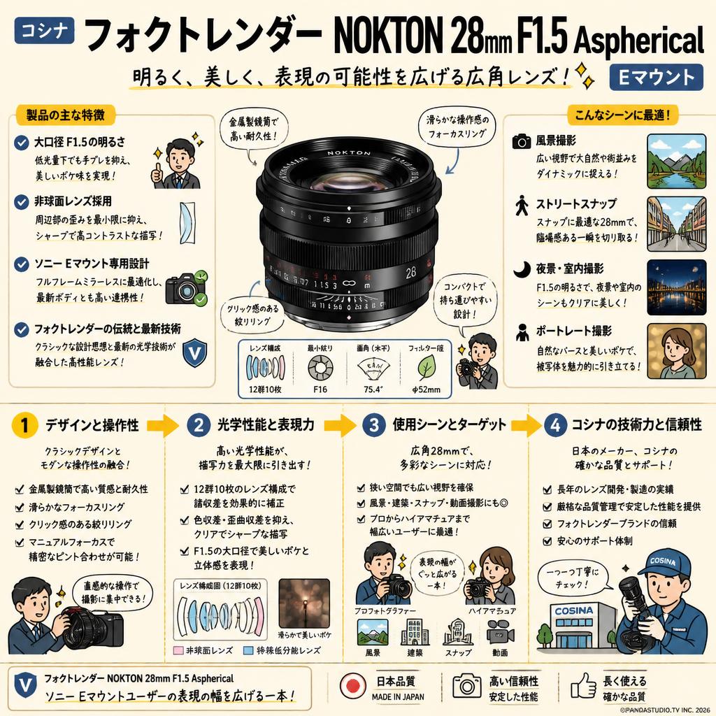 コシナ フォクトレンダーNOKTON 28mm F1.5 Aspherical Ｅマウント 概要