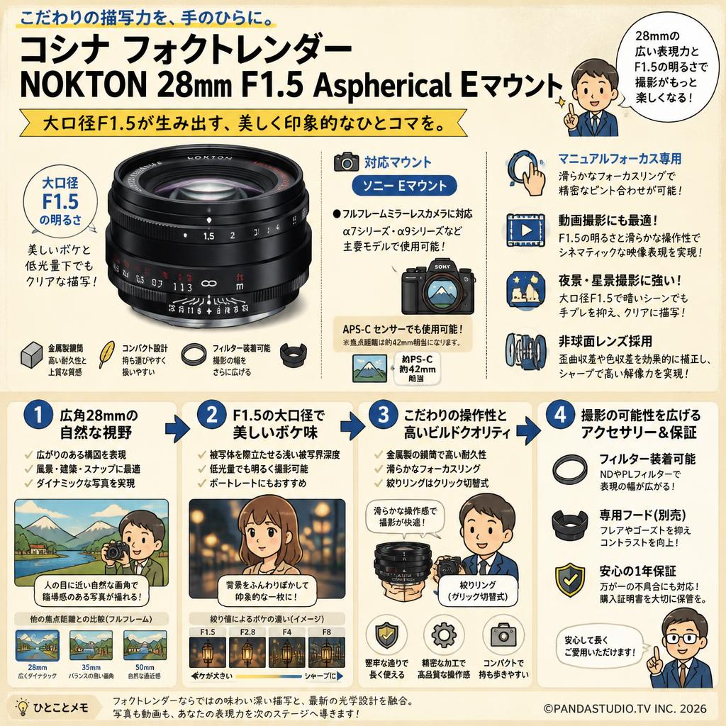 コシナ フォクトレンダーNOKTON 28mm F1.5 Aspherical Ｅマウント FAQ（よくある質問と答え）