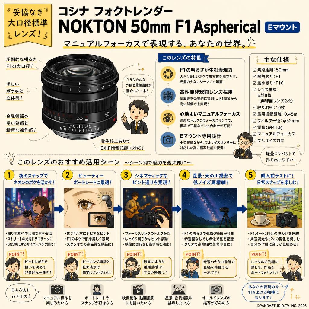 コシナ フォクトレンダー NOKTON 50mm F1 Aspherical Ｅマウント 用途