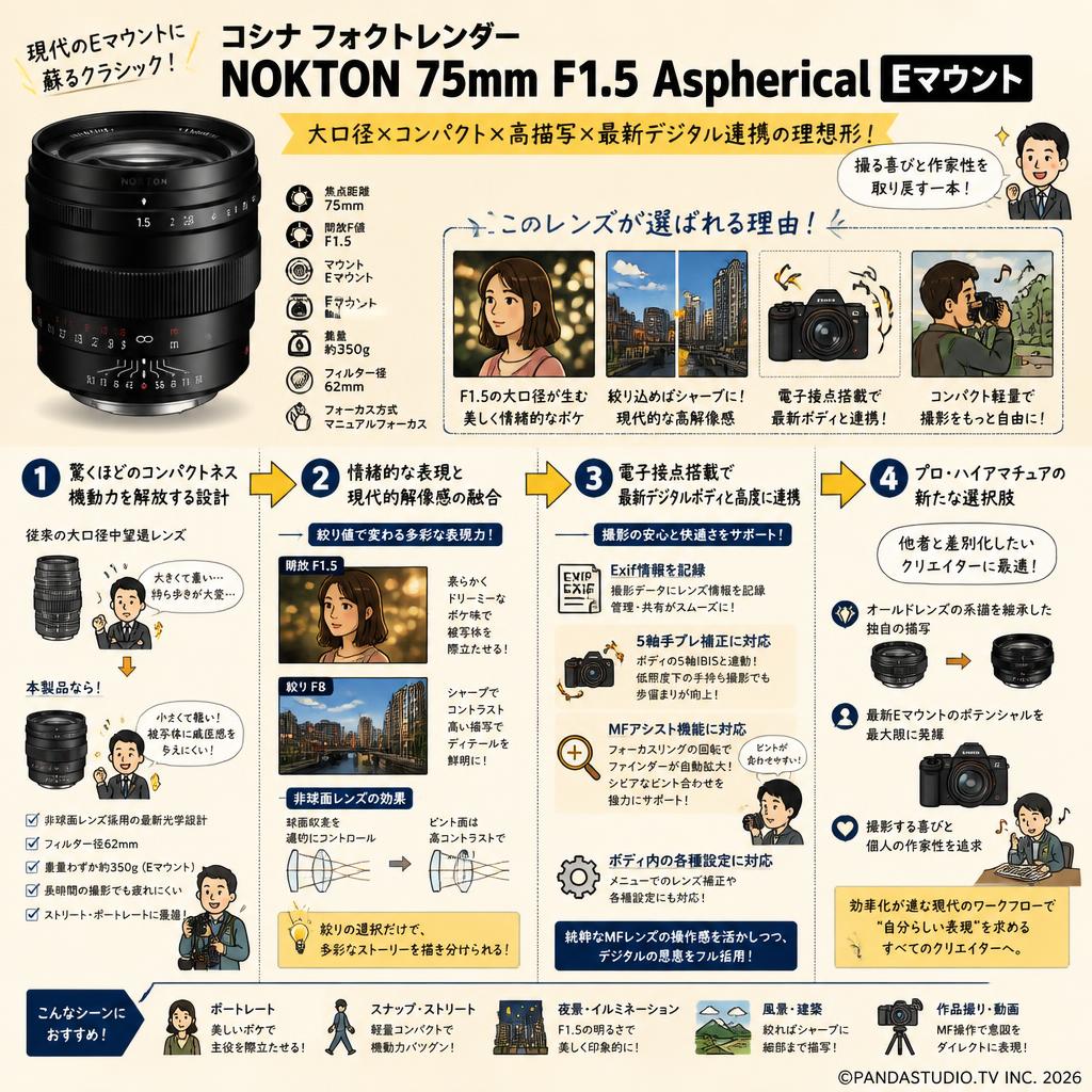 コシナ フォクトレンダー NOKTON 75mm F1.5 Aspherical Ｅマウント 概要