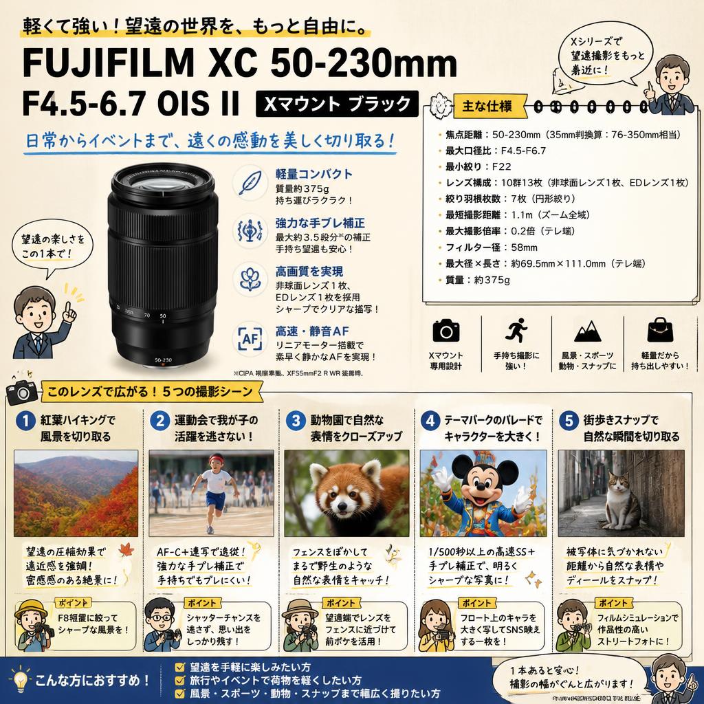 FUJIFILM XC 50-230mm F4.5-6.7 OIS II Xマウント ブラック 用途