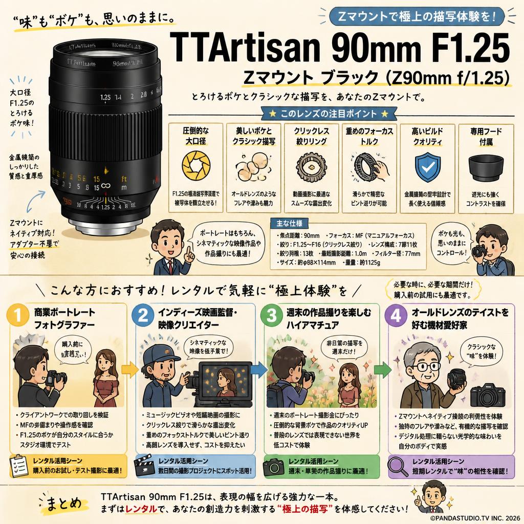 TTArtisan 90mm F1.25 Zマウントブラック（Z90mm f/1.25） おもな対象のお客様