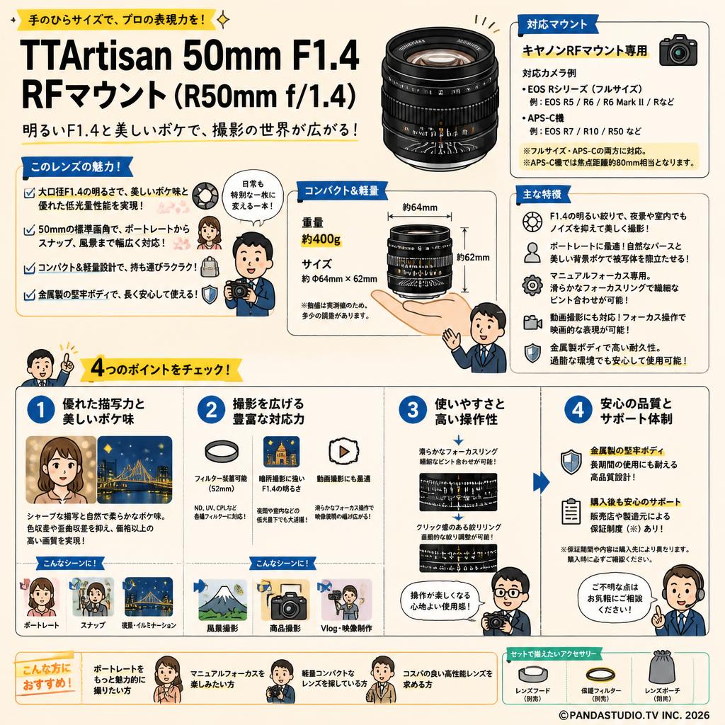 TTArtisan 50mm F1.4 RFマウント(R50mm f/1.4) FAQ（よくある質問と答え）
