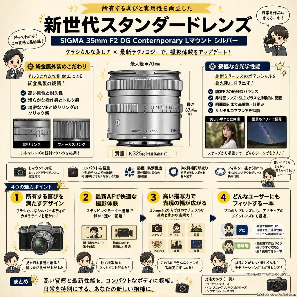 SIGMA 35mm F2 DG Contemporary Lマウント シルバー 概要