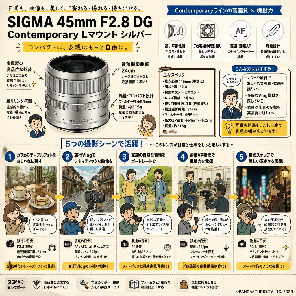 SIGMA 45mm F2.8 DG  Contemporary Lマウント シルバー 用途