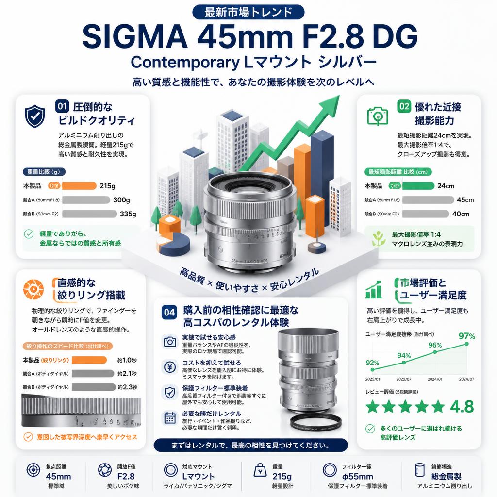 SIGMA 45mm F2.8 DG  Contemporary Lマウント シルバー セールスポイント